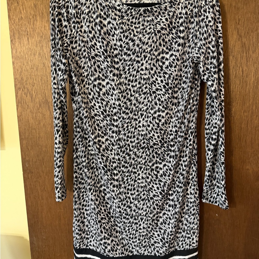 Michael Kors Black and White Patterned Dress